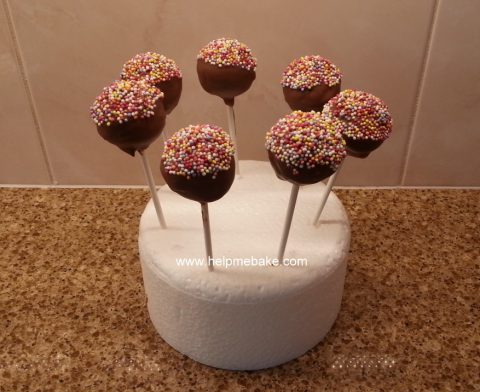 Chocolate sprinkles cake pops.